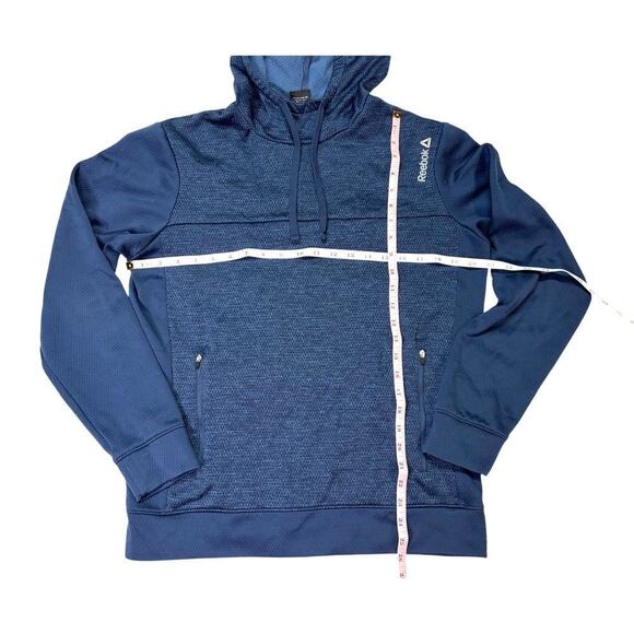 Reebok Men's Small Performance Hoodie, Blue, Athletic Pullover Sweatshirt - Picture 3 of 5